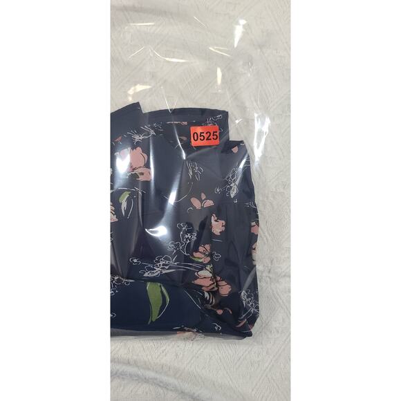 Fun 2 Fun Navy Kenmore fairy floral long sleeve blouse Size Small whimsy office - Picture 9 of 9